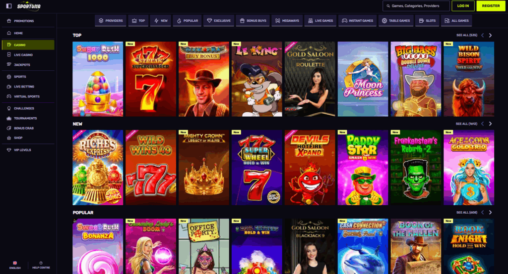 Game Selection at Sportuna Casino India