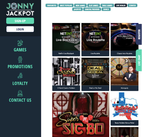 Johnny Jackpot Live Casino