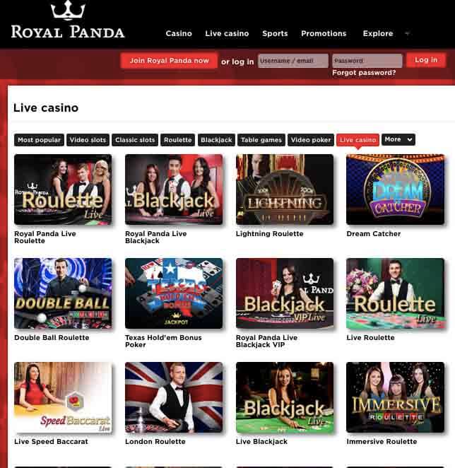 Royal Panda Live Casino