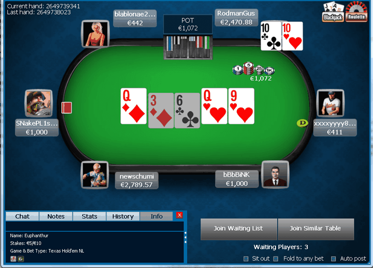 Online Poker Table